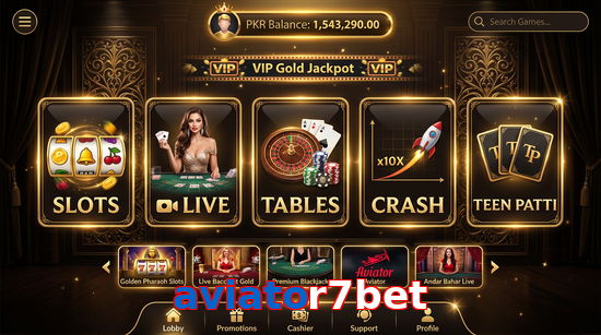 Main screen of Aviator7bet casino page for PK players